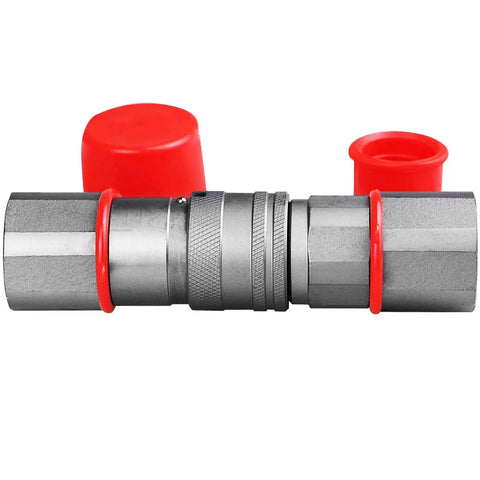 Flat Face Hydraulic Quick Disconnect Couplers Three Quarters Inch NPT With One Half Inch ISO 16028 Body for Skid Steer Bobcat