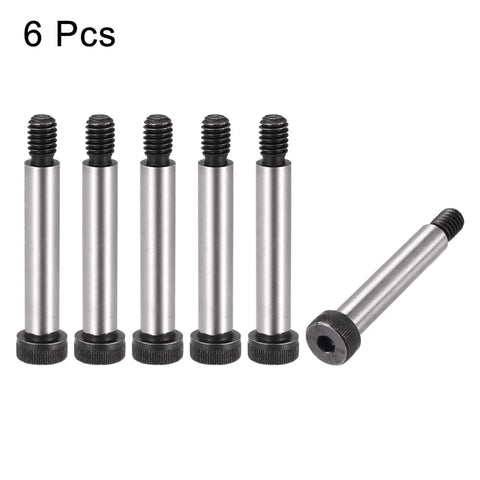 Alloy Steel Hex Socket Shoulder Bolts With 2 Inch Shoulder Length And 3/8 Inch Shoulder Diameter 5/16-18 UNC Thread 6 Pack shown