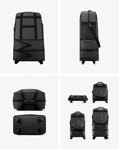 Expandable Rolling Duffel Bag With Spinner Wheels Lightweight Collapsible Luggage 55L-113L Capacity No Telescopic Handle