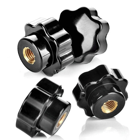 M6 7 Star Knob Knurled Clamping Knob Star Shape Plastic Hand Knobs 10 Pcs with brass thread insert