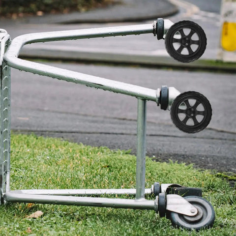 6.7 Inch Folding Shopping Cart Wheels Replacement for Grocery Carts and Trolleys, installed on cart frame, side view