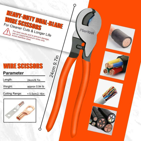 Heavy-duty dual-blade wire scissors for cleaner cuts