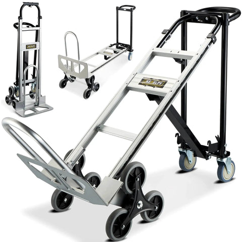 3 In 1 Industrial Convertible Aluminum Hand Truck Dolly Cart With 1000 Lbs Capacity shown in various positions and angles