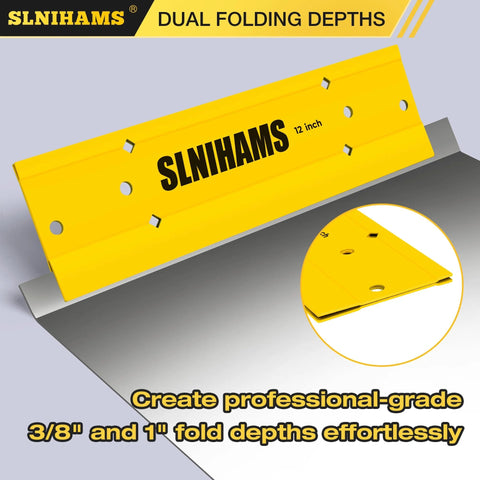 Heavy Duty 12 Inch Sheet Metal Bender For HVAC Ductwork With Dual Three Eighths Inch And 1 Inch Folding Depths Precision Folding Tool