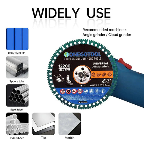 Indestructible Diamond Cut Off Wheels For Angle Grinder Four And A Half Inch With Seven Eighths Arbor All Purpose Metal Tile Stone Cutting Discs 3 Pack ONEGOTOOL