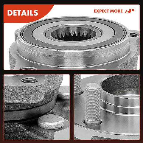 Close-up of heavy-duty 2 Front Wheel Bearing And Hub Assembly Set 5 Lug Compatible With Subaru Outback 2005 2014 And Legacy 2005 2014