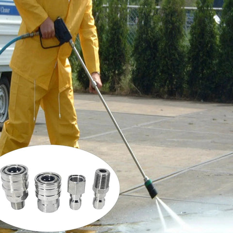1/4 Inch Quick Connect Pressure Washer Fittings Set In Stainless Steel With Female And Male NPT Adapters for cleaning