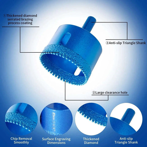 Pro Grade Diamond Tile Drill Bit Set 16 Pc Kit For Porcelain Glass Ceramic Stone Granite Marble Dry And Wet Dual Use