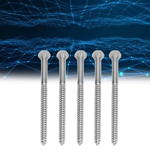 Rugged A2 70 Stainless Steel Hex Lag Screws Self Tapping Wood Screws For DIY Carpentry And Wood Structures in front view