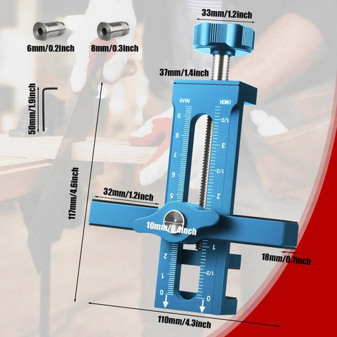 3 in 1 Cabinet Door Mounting Jig With Adjustable Clamp And Quick Hole Opener Aluminum Alloy Positioner