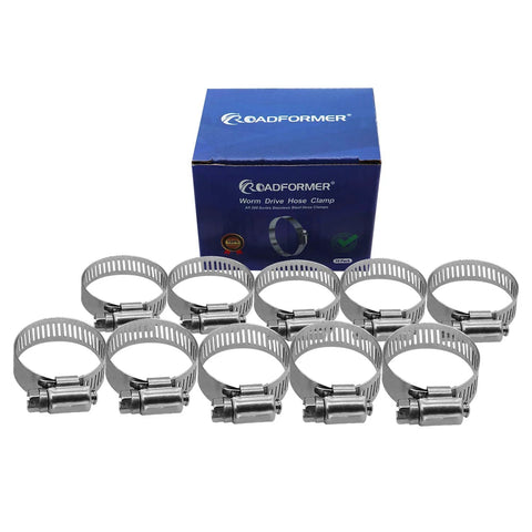Roadformer 2-inch stainless worm gear hose clamps, SAE 32, 1/2-inch band width, 40–64 mm range, 10-pack