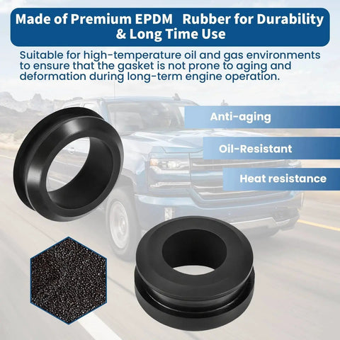 Valve Cover Breather Grommet Set for 1.25 Inch Filler Breather Holes 2 Pack With 0.75 and 1 Inch Inner Diameters Oil and Heat Resistant PVC