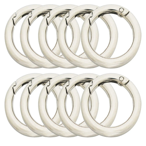 10 Pcs Big Round Carabiner Clips, 2 Inch, 50 Mm, Metal Trigger Snap Hooks With O Rings For DIY Charms, Keychains, Bags, Purses, Crafts Making, Silver Large