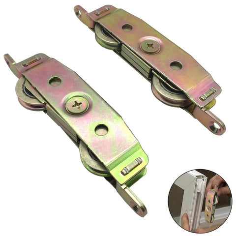 2 Pack Beefy Heavy Duty Sliding Screen Door Roller Assembly For Patio Doors Replacement Wheels with 1-1/4 Inch Steel Ball Bearing