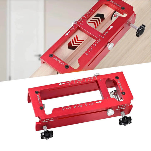 Adjustable Router Jig For Doors With Aluminum Hinge Mortising Template Kit And Precision Depth Gauge for 2.5 to 5 inch hinges, red aluminum