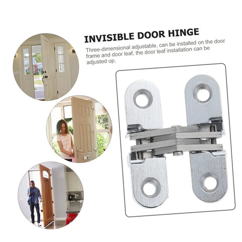 Hidden Door Hinge For Cabinets And Folding Doors Concealed Swing Hinge with independent screw cover shown in use