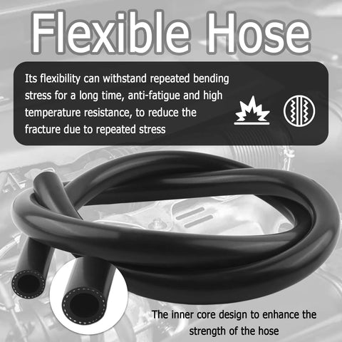 Automotive silicone heater hose, 5 ft, 16mm ID / 24mm OD, includes 10 clamps for coolant transfer