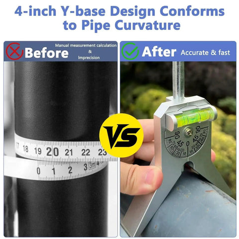 Comparison of manual measurement and Pipe Center Finder For Pipefitter Tools With Centering Head And 4 Inch Y Type Base Adjustable Dial