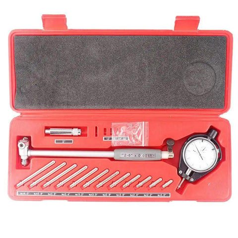 Dial Bore Gauge Set 2.0 To 6.0 Inch Range With 0.001 Inch Accuracy For Cylinder Measurements Pro Grade Tool in red case
