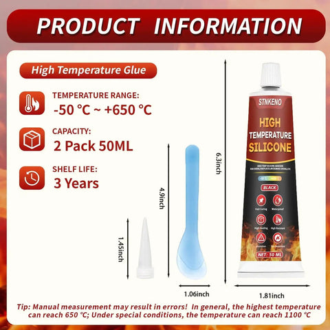 High Temperature Silicone Sealant For Ovens And Microwaves Black Heavy Duty Heat Resistant Adhesive Fast Curing Waterproof 50ml