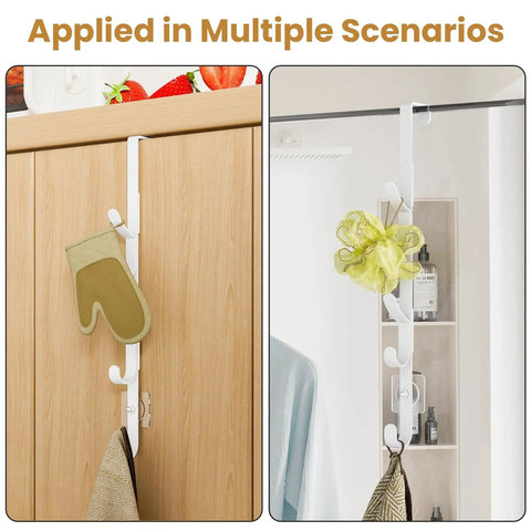 Metal Over The Door Hooks For Hanging And Organizing Purses Coats Hats Towels And Clothes Ideal For Bathroom Closet And Shower Back Of Door Use With Adhesive Mounts And EVA Pads For Door Protection White Two Pack