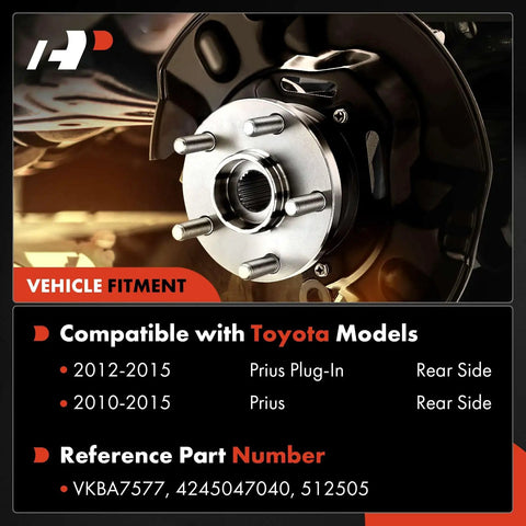 Rear Wheel Bearing And Hub Assembly With ABS And 5 Lug Built Tough For Toyota Prius 2010 2015 And Prius Plug In 2012 2015
