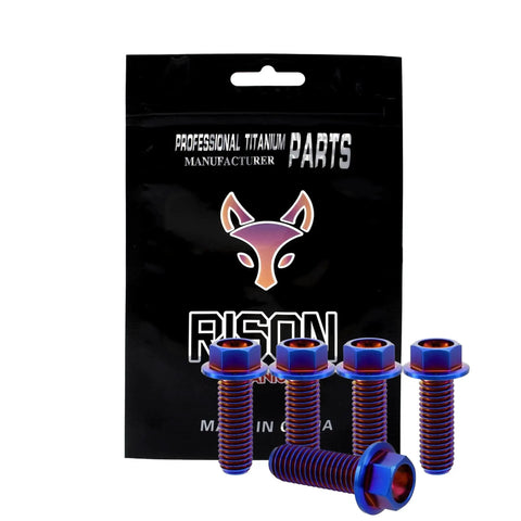 Burnt Blue Titanium Flanged Hex Head Bolt M8x1.25x20mm Pack Of 5 6AL4V Aerospace Grade Ti Rust Proof Fastener