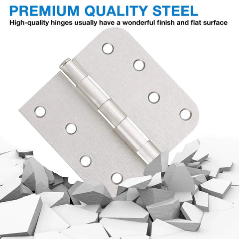 3 Pack 4 Inch Satin Nickel Door Hinges For Interior And Exterior Doors With Square Rounded 5 Eighth Inch Radius Corners Reversible Full Mortise Hinge