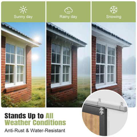 Exterior Sliding Barn Door Hardware Kit 10 Ft Box Rail Track With 450 Lb Capacity Weather Resistant Steel Wall Mount System For Outdoor Use Fits Double 30 In Doors Heavy Duty Outdoor Barn Door Kit For Smooth Quiet Operation, shown with a focus on weather resistance features.