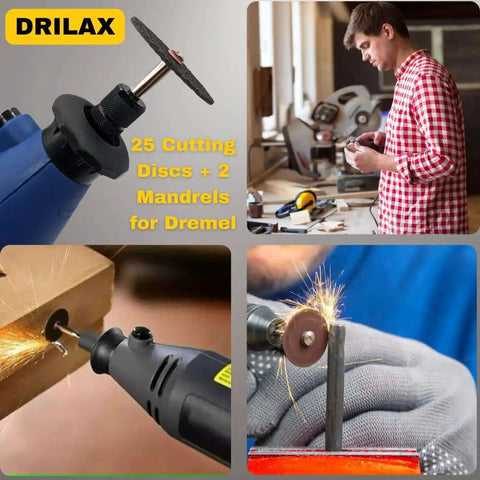 Metal Cutting Discs For Rotary Tools 25 Piece Cut Off Wheel Set with double reinforced fiberglass in use for metal cutting and DIY projects.