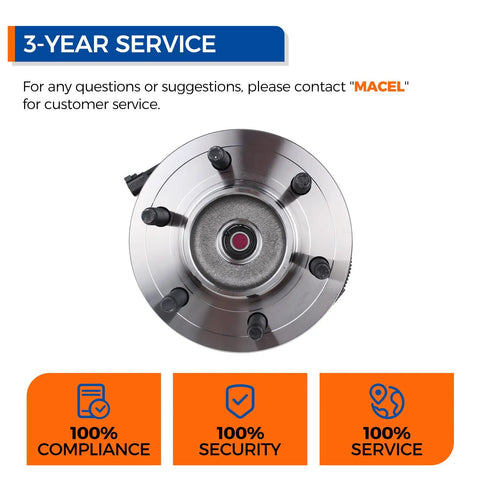 Top view of Front Wheel Hub Bearing Assembly 515142 For 2011-2014 Ford Expedition 4WD 6-Lug With ABS.