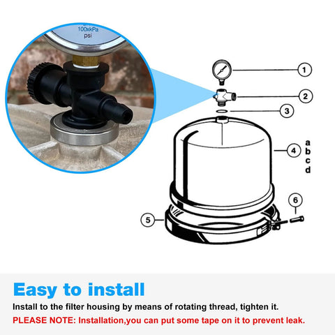 Air relief valve assembly for Hayward ProGrid DE pool filter, black plastic with O-ring, installation diagram