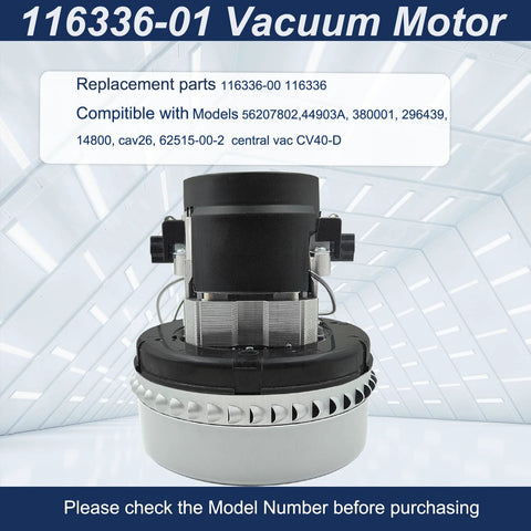 Vacuum motor 116336-01, 5.7 inch diameter, 120V, 2-stage blower with gasket