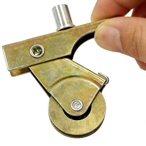 Close-up of a Four Pack Sliding Screen Door Wheel Replacements For B701 B702 And B814 Durable Steel 1 Inch Wheel with metal housing.