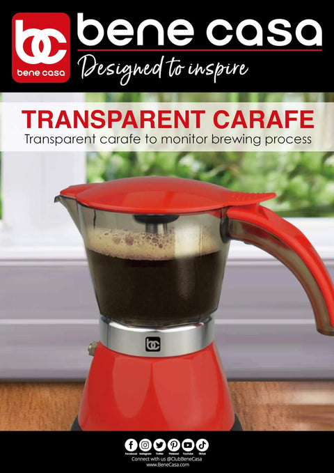 Red Electric Espresso Maker For 1 To 3 Cups With Transparent Carafe Auto Shut Off Clear Brew Preview Easy One Touch Espresso