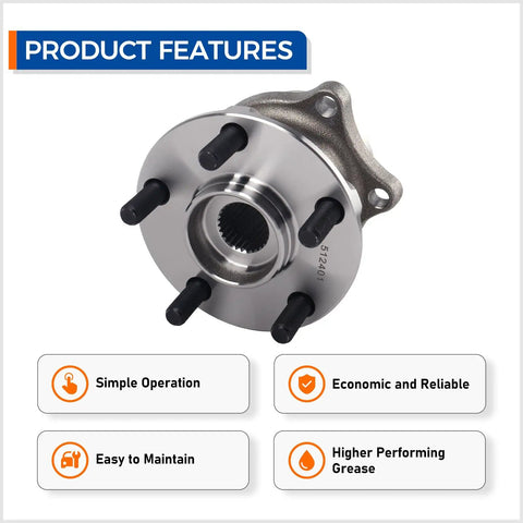 Front view of Rear Wheel Bearing And Hub Assembly Pair Fits 13-16 Scion FR-S, 13-19 Subaru BRZ, 19-21 Crosstrek, with features highlighted.