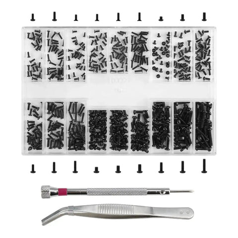 500 Pcs Micro Glass Screws Repair Kit With Tweezers And Screwdriver M1.2 M1.4 M2 Tiny Laptop Glasses Screws Assortment