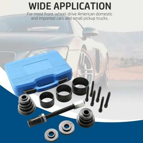 Front Wheel Drive Bearing Removal Kit With 19 Piece Hub Bearing Puller And Installation Adapters For On Vehicle Service in blue case