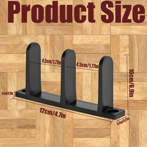 4 Pack Floor Mount Sliding Door Guides with Screws for 1 3 8 Inch Thick Doors, Bottom Track Guides for Barn Doors, Closets, Cabinets and Pocket Doors, Smooth ABS Material for Quiet, Durable Bathroom and Kitchen Use, product size diagram