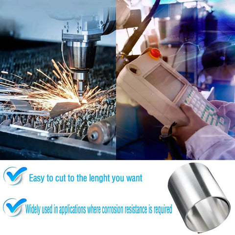 Heavy Duty 304 Stainless Steel Shim Stock Roll Pro Grade Full Hard Temp 50 In Long By 6 In Wide 0.001 In Thick in industrial use