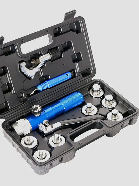 Hydraulic Tube Expander Kit For Copper Pipes 3/8 To 1-1/8 Inches With 7 Expander Heads Built In Tube Cutter And Deburring Tool