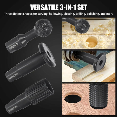 3 Piece Pro Grade Upgraded Wood Grinder Ball Gouge Set With 5/8-11 Threads carving wood by hollowing and slotting
