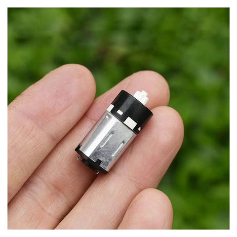 12mm Planetary Gearbox Reduction for N20 DC Motors 3V Operation, shown held in hand, 180 RPM, aluminum housing, micro robotics projects.