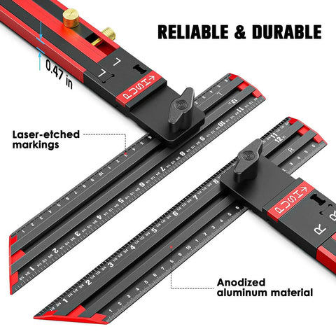 Adjustable Stair Tread Template Tool With Solid Aluminum Alloy Jig, No Assembly Required, shown close-up with laser-etched markings