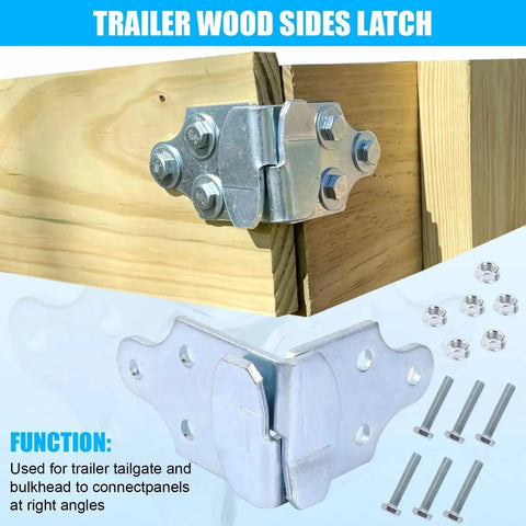 Heavy Duty Trailer Side Rail Corner Connectors For Wood Sides Latch Rack With Screws 2 Sets Four Pieces Easy Install Galvanized Steel