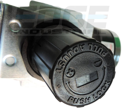 Inline air pressure regulator knob with push-pull cap on a metal mounting bracket, 3/4 in NPT