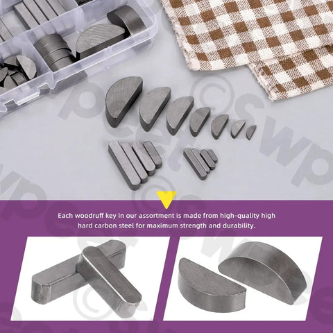 Metric Woodruff Key Assortment Kit With 211 Pieces In 15 Sizes For Woodruff Semicircle Keys Half Moon Keys Keyways Shaft And Crank Keys Plus Parallel Drive Keys For Fasteners Mechanical Industry And Crankshaft Applications Swpeet in a clear box