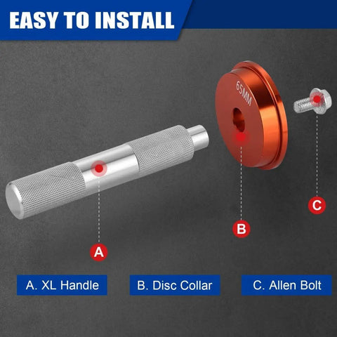 XL handle, disc collar, and Allen bolt from 10 Piece Universal Bearing Press Kit With Seal Bushing Drivers And 9 Adapters