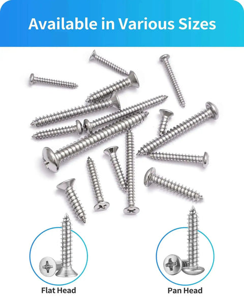 580 Piece Stainless Steel Wood And Sheet Metal Screw Set With 16 Sizes M3 To M6 Phillips Pan Head And Flat Head Self Tapping Screws
