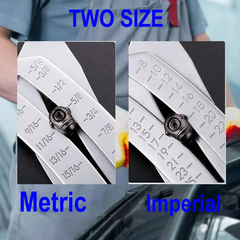 2025 Upgraded Dual Scale Bolt Size Finder Keychain With SAE And Metric Laser Etched Gauges For Nut And Bolt Sizing